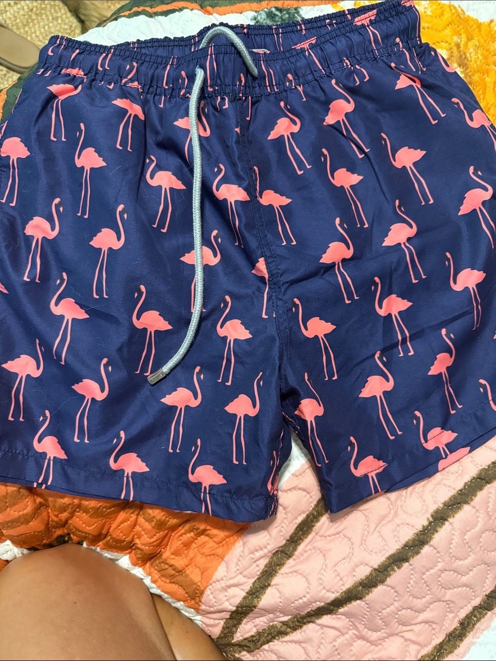 Men's Navy Flamingo Swim Trunks